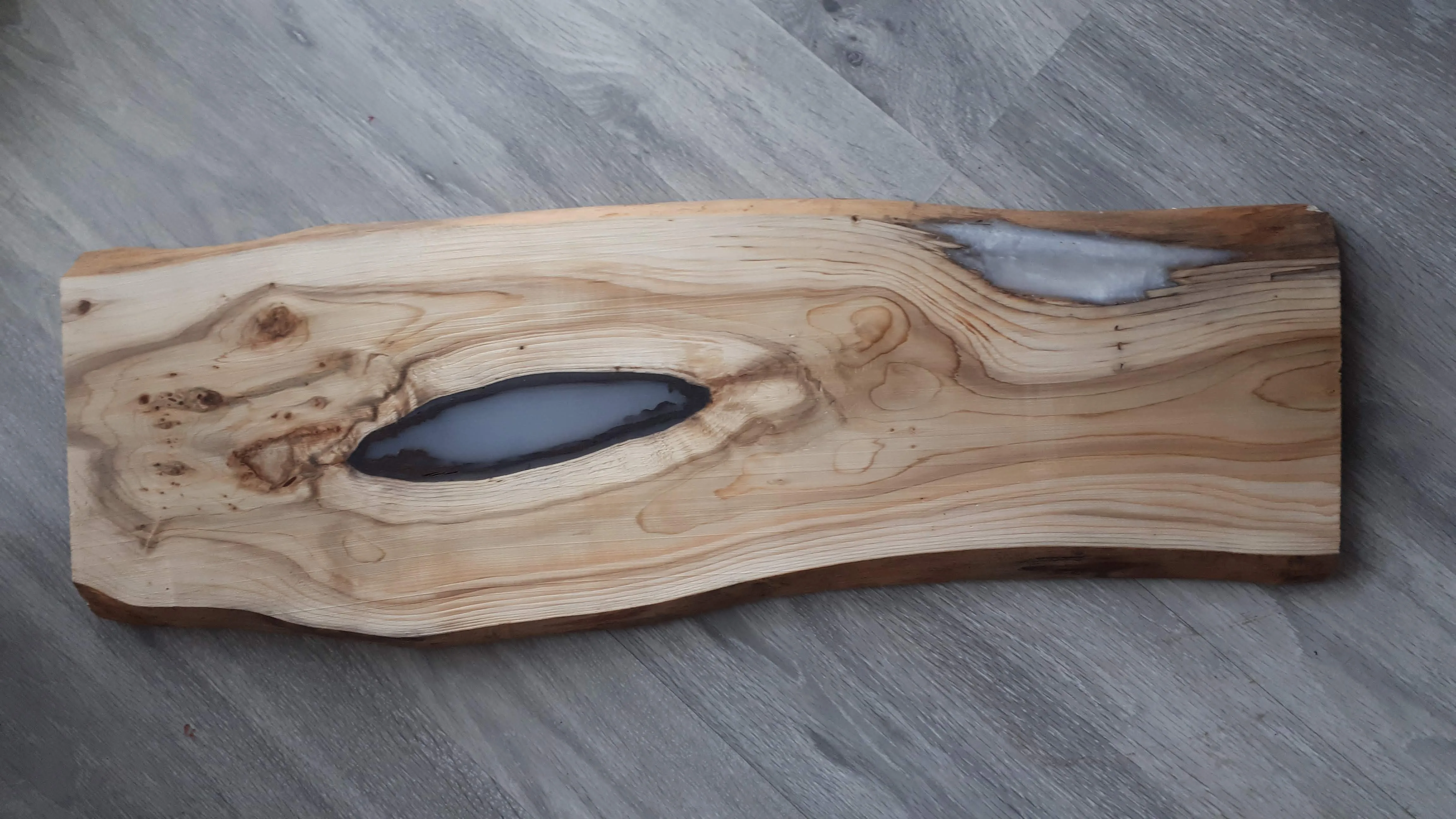 Live edge charcuterie board with epoxy resin inlay